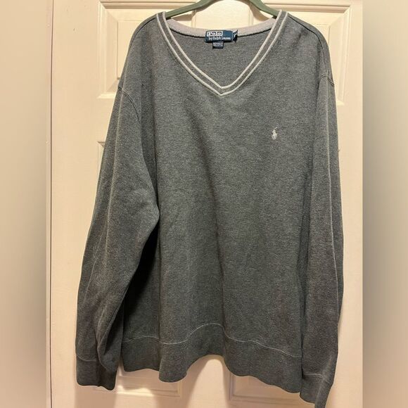 Polo Ralph Lauren Other - Polo Ralph Lauren Men’s Grey V Neck Cotton Sweater Size XXL